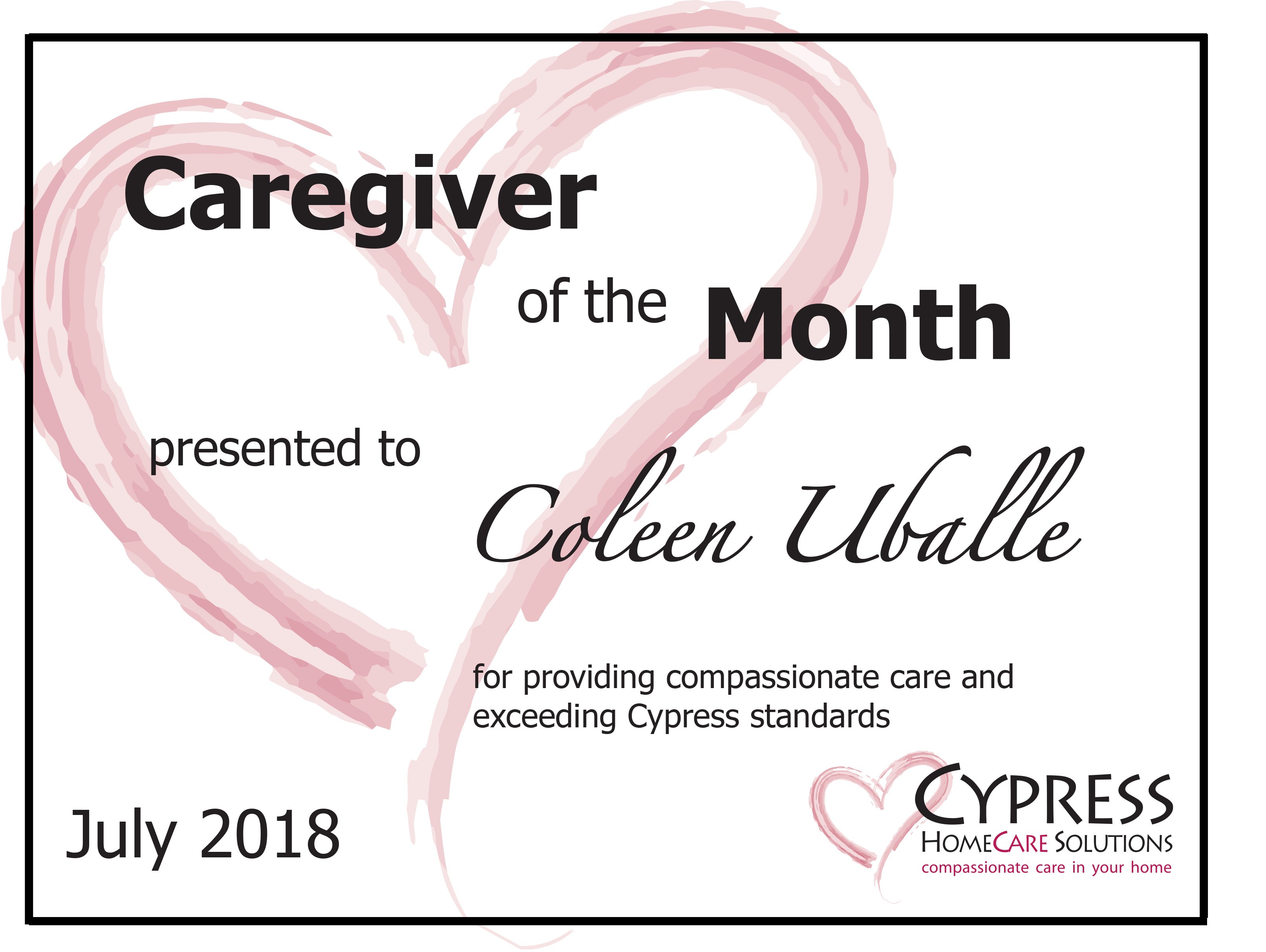 Caregiver of the Month for July!