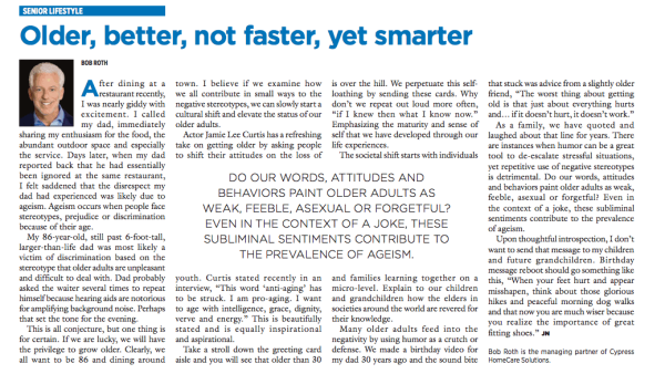 Older, better, not faster, yet smarter – the May article in Jewish News 2022