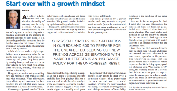 Start Over with Growth Mindset – the July article in Jewish News 2022